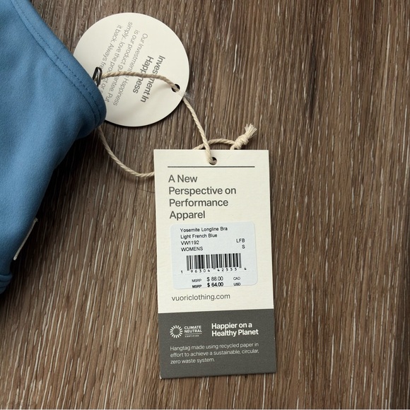 Vuori Yosemite Longline Bra Light French Blue Sz Small VW1192 NWT - Picture 3 of 4
